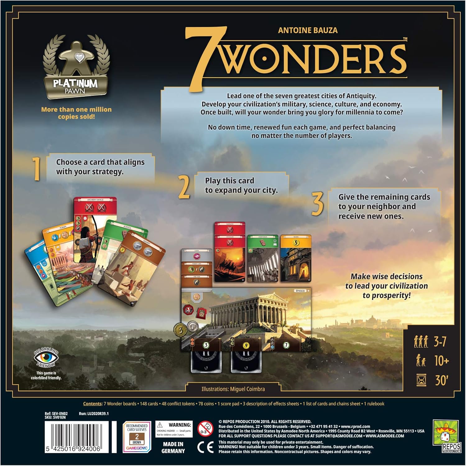 7 Wonders Board Game Components