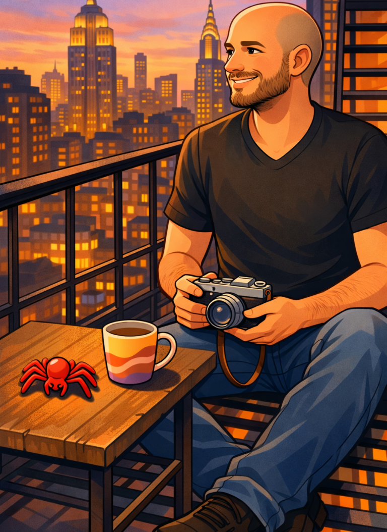 man on a rooftop