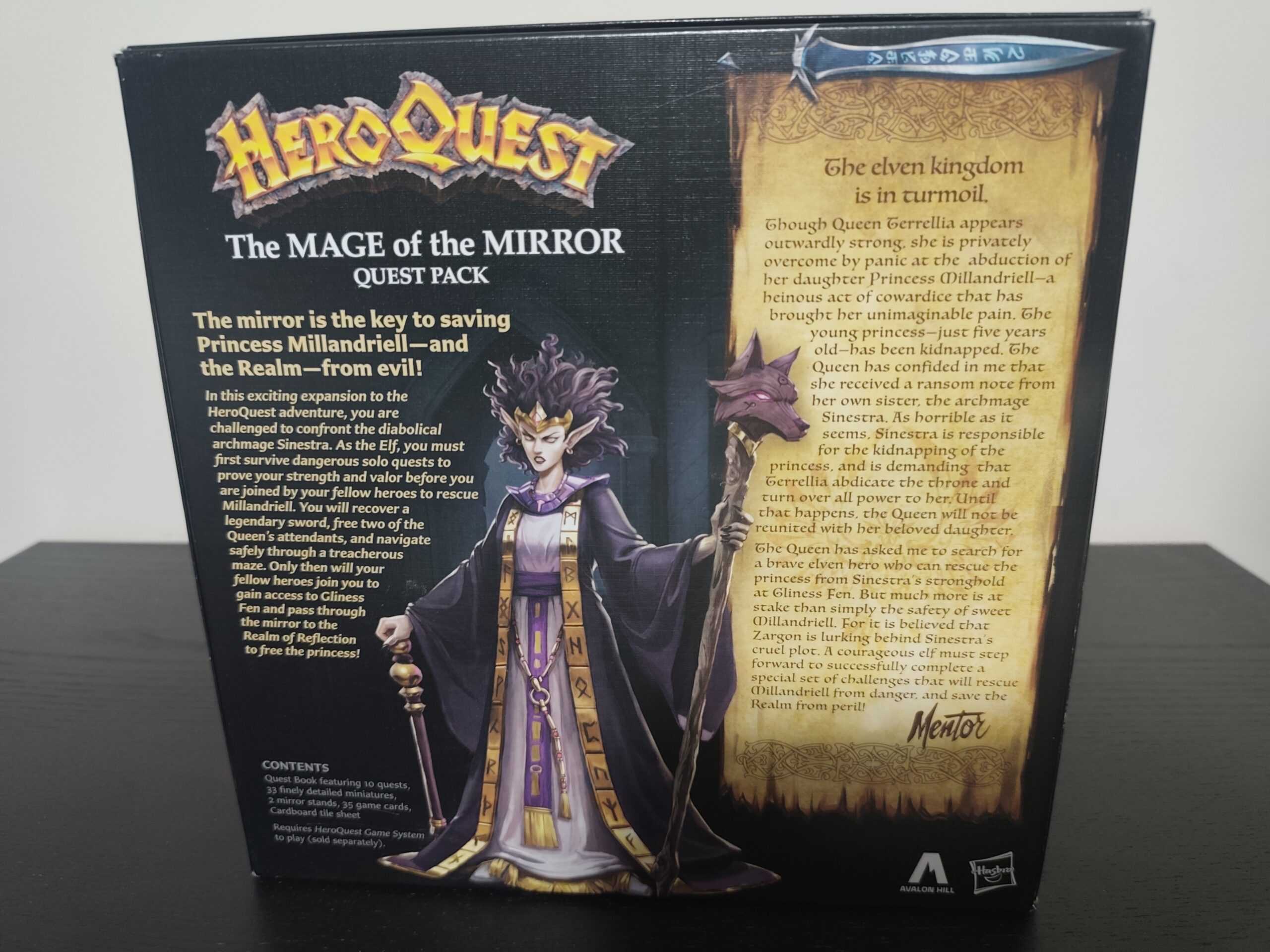 HeroQuest Mage of the Mirror – back cover, personal copy